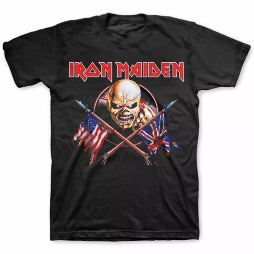 Iron Maiden Eddie Crossed Flags Heavy Metal Shirt